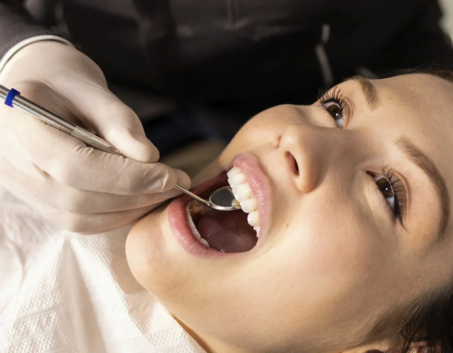 A patient receiving a dental consultation